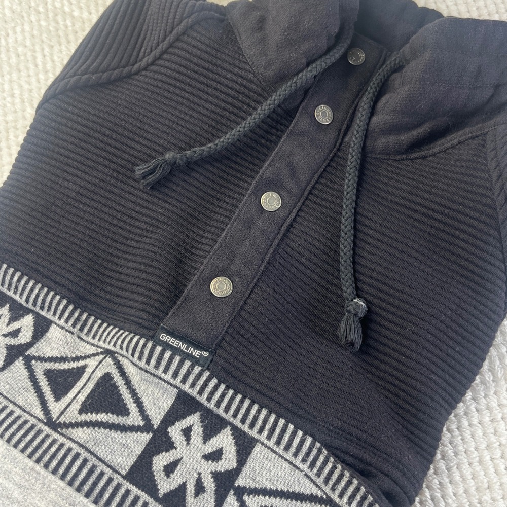 Vintage Greenline International Mens XL‎ Aztec Geometric Henley Sweatshirt